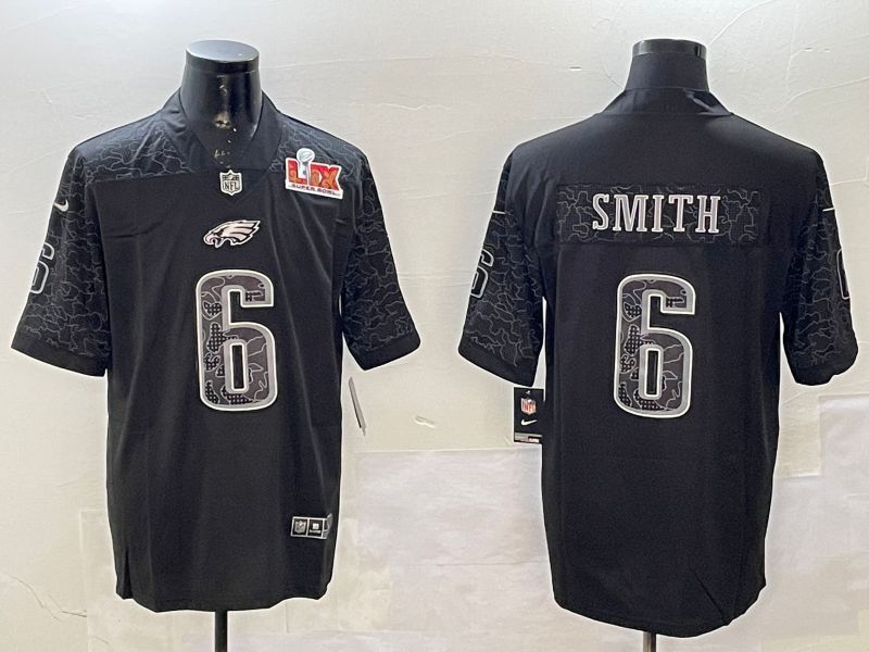 Men Philadelphia Eagles #6 Smith Black 2025 Nike Vapor Limited NFL Jersey style 2
